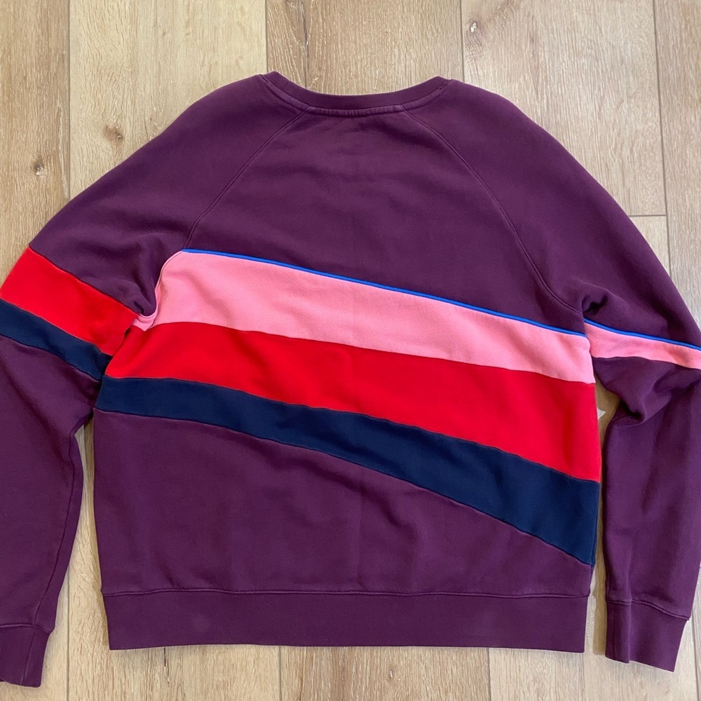 The Upside Sweatshirt Women’s Size 10 Medium Multicolor Striped Crew Neck Purple - Picture 7 of 8